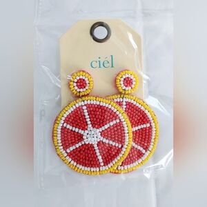 Ciel Red and Yellow Beaded Earrings